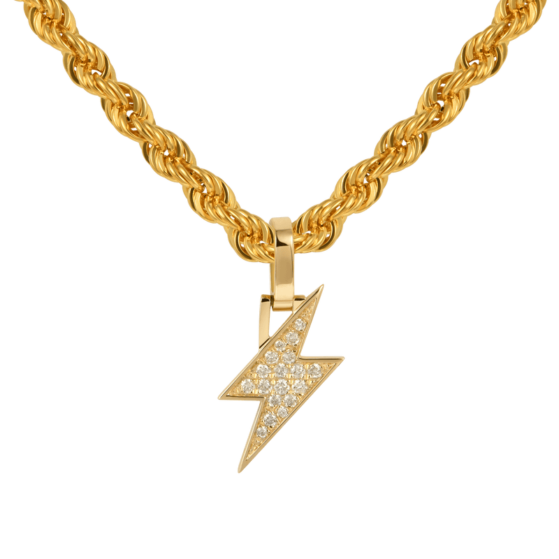 18K Solid Gold Diamond Lightning Pendant - Men's & Women's Jewelry - APORRO