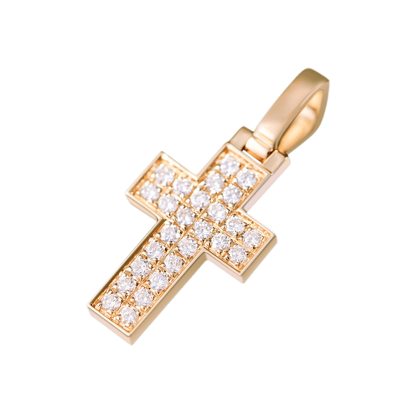 Iconic 18K Solid Gold Diamond Cross Pendant - Fine Jewelry - APORRO