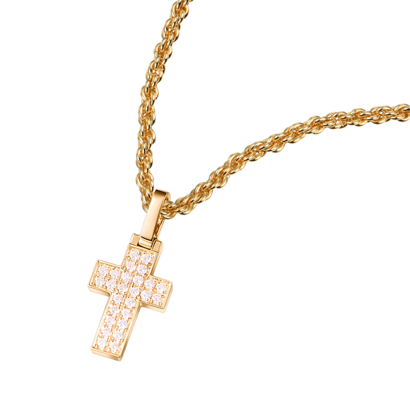 Iconic 18K Solid Gold Diamond Cross Pendant - Fine Jewelry - APORRO