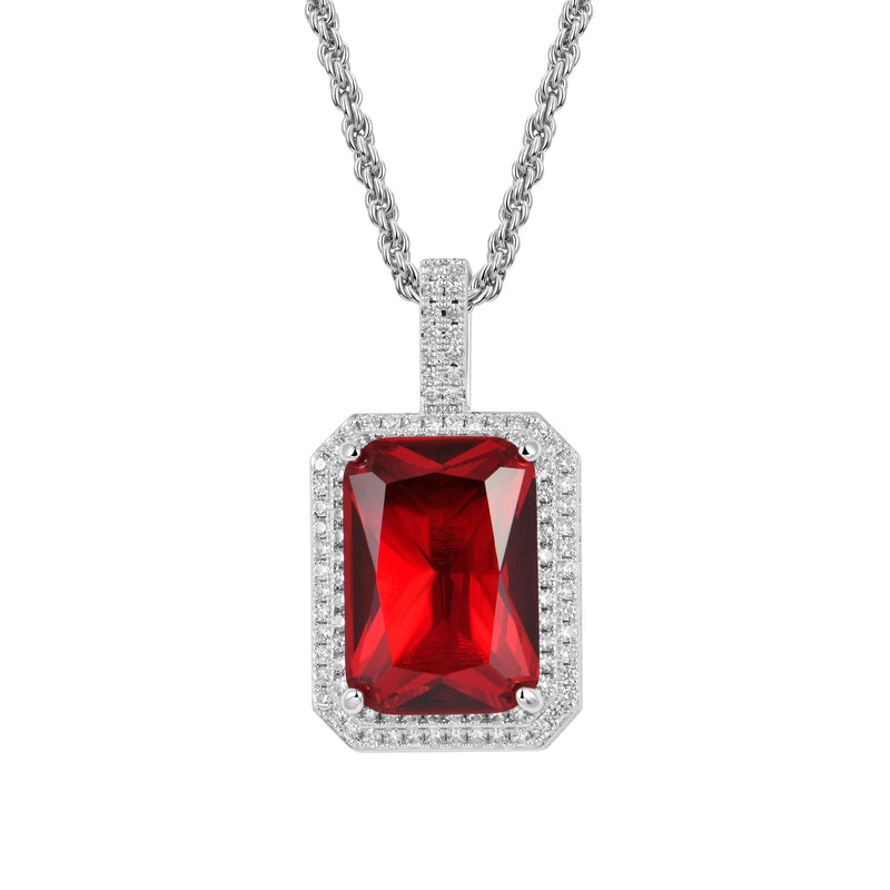 Iced Ruby Cube Pendant [Shipped To The US Only] - APORRO