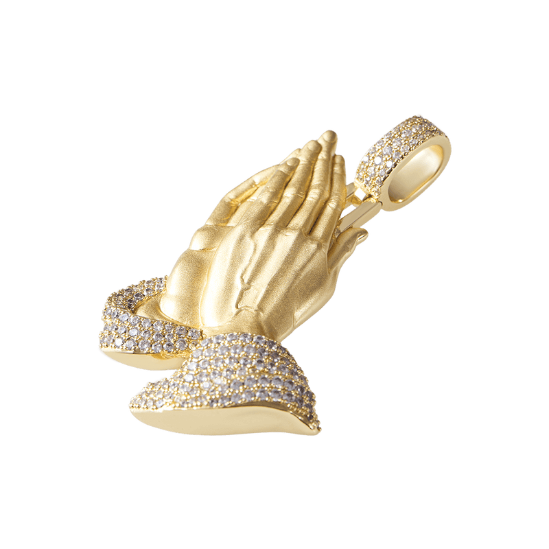 14K Gold Iced Praying Hand Pendant - Aporro - APORRO