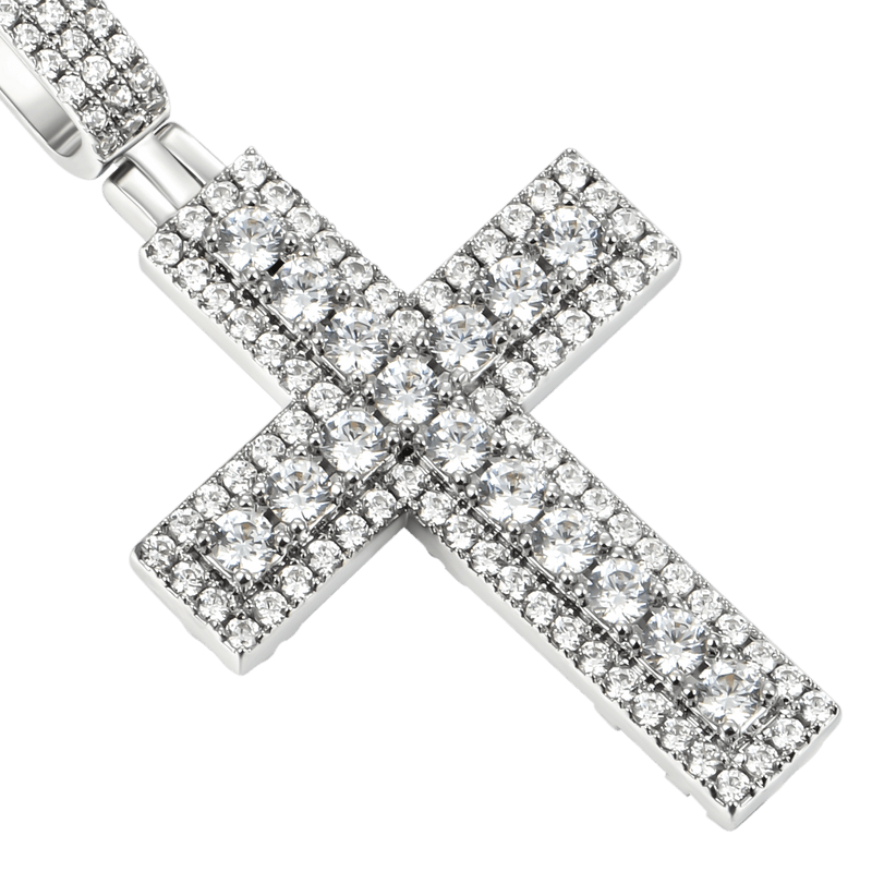 Iced Double Layered Cross Pendant - APORRO