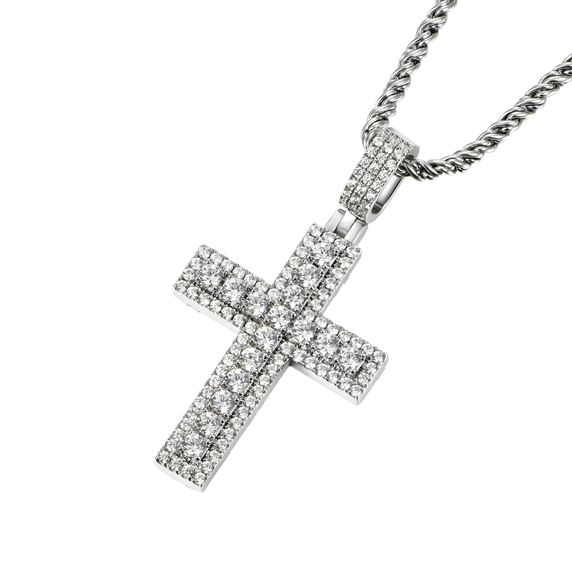 Women's Iced Double Layered Cross Pendant