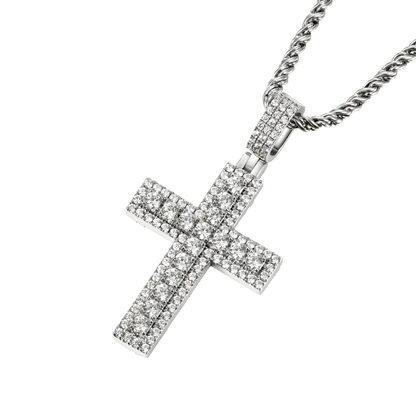 Women's Iced Double Layered Cross Pendant