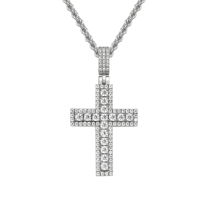 Iced Double Layered Cross Pendant - APORRO