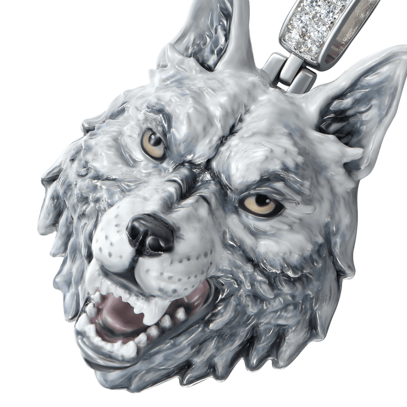 Fearless Wolf Enamel Miniature Pendant - APORRO