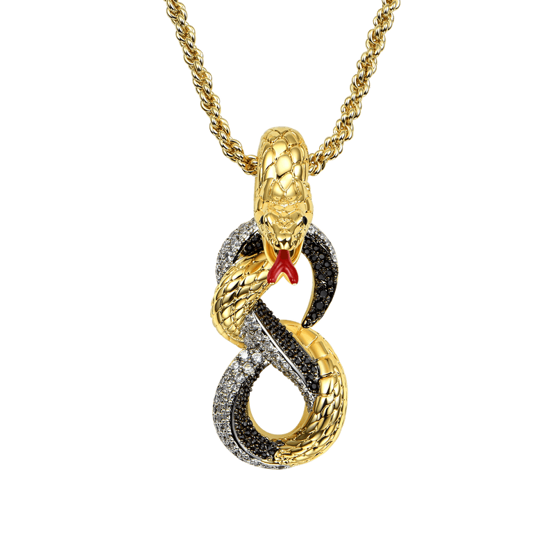 Infinity Tri-tone Snake Pendant - Iced-out Pendant for Men & Women - APORRO