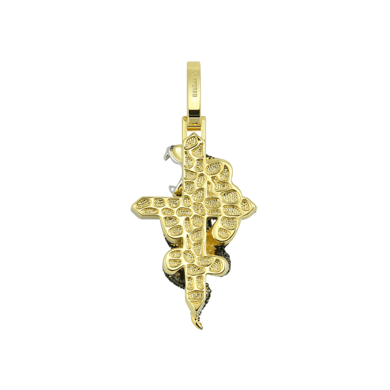 14K Gold Iced Out Moissanite Python Cross Pendant - Hip Hop Style - APORRO