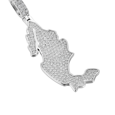 Moissanite Round Cut Map of Mexico Pendant