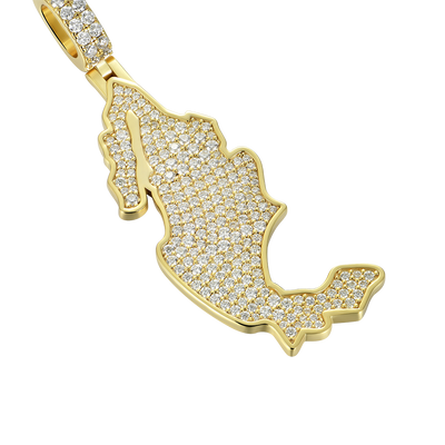 Moissanite Round Cut Map of Mexico Pendant