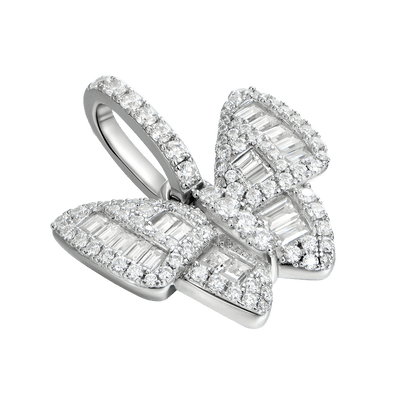 Moissanite Mixed Baguette Cut Butterfly Pendant