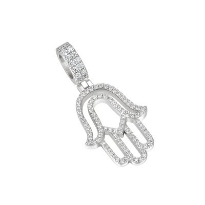Moissanite Round Cut Hollow Hamsa Pendant