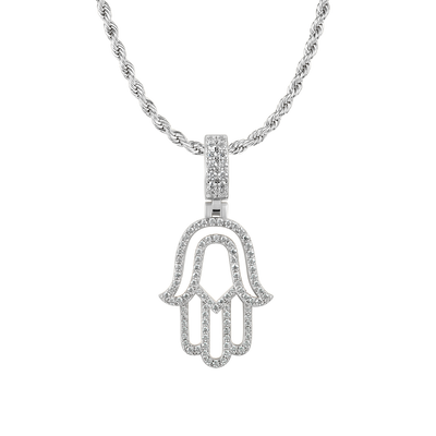 Moissanite Round Cut Hollow Hamsa Pendant