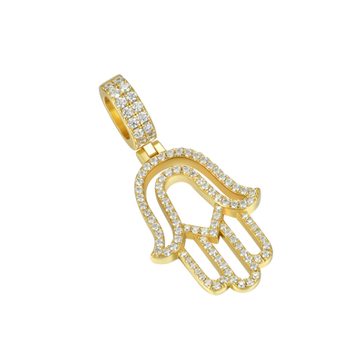 Moissanite Round Cut Hollow Hamsa Pendant