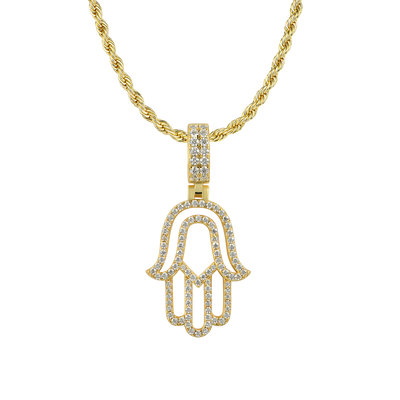 Moissanite Round Cut Hollow Hamsa Pendant
