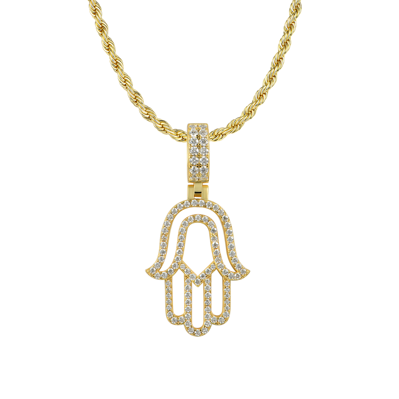 Round Cut Hollow Hamsa Pendant - APORRO