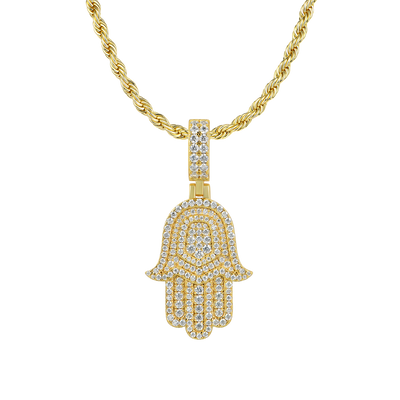 Moissanite Double-Layered Hamsa Pendant