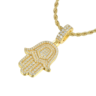 Moissanite Double-Layered Hamsa Pendant