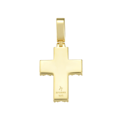 Moissanite Halo Cross Pendant - Princess Cut