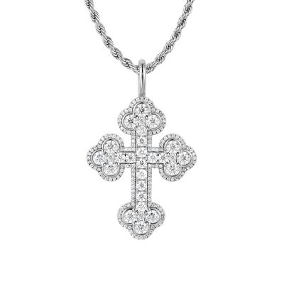 Moissanite Double-Layered Bottoni Cross Pendant