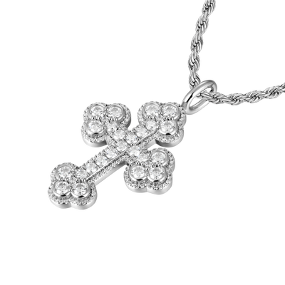 Moissanite Double-Layered Bottoni Cross Pendant