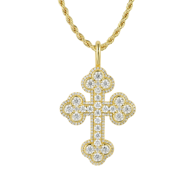 Moissanite Double-Layered Bottoni Cross Pendant