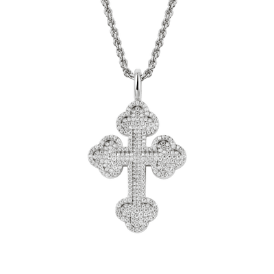 Moissanite Round Cut Bottoni Cross Pendant