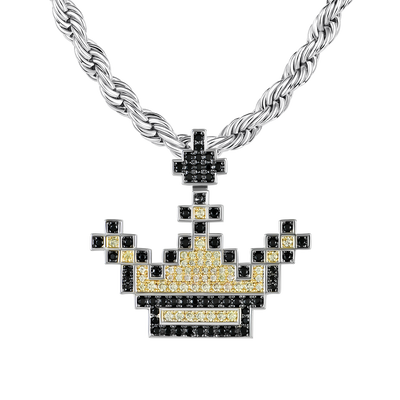 Retro Pixel Crown Pendant