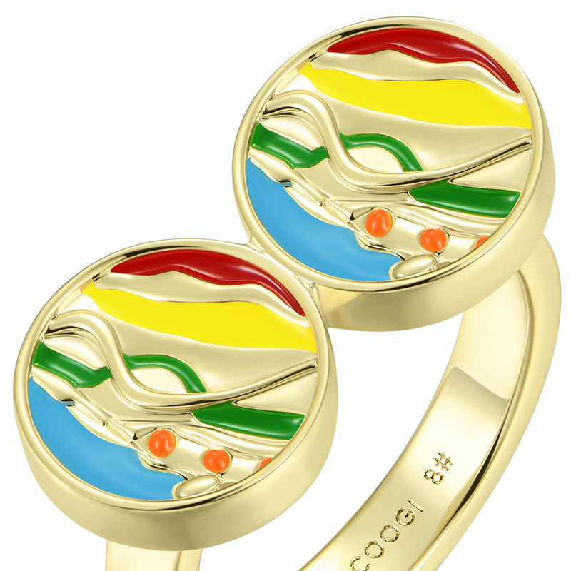 APORRO X COOGI Sweater Stripe Enamel Ring - APORRO