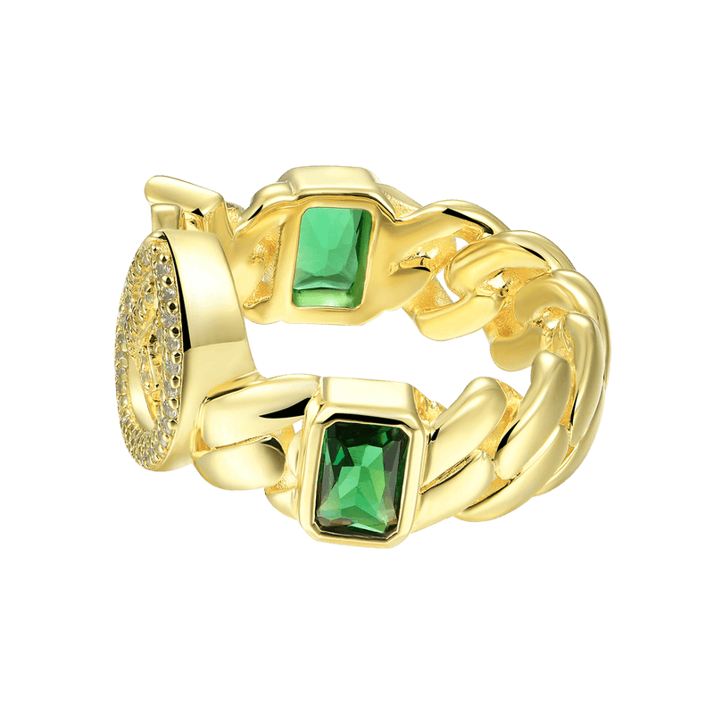 APORRO X GG Emerald Cuban Ring - APORRO