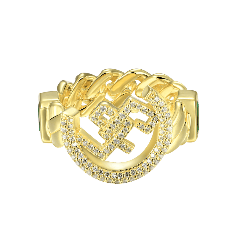 APORRO X GG Emerald Cuban Ring - APORRO