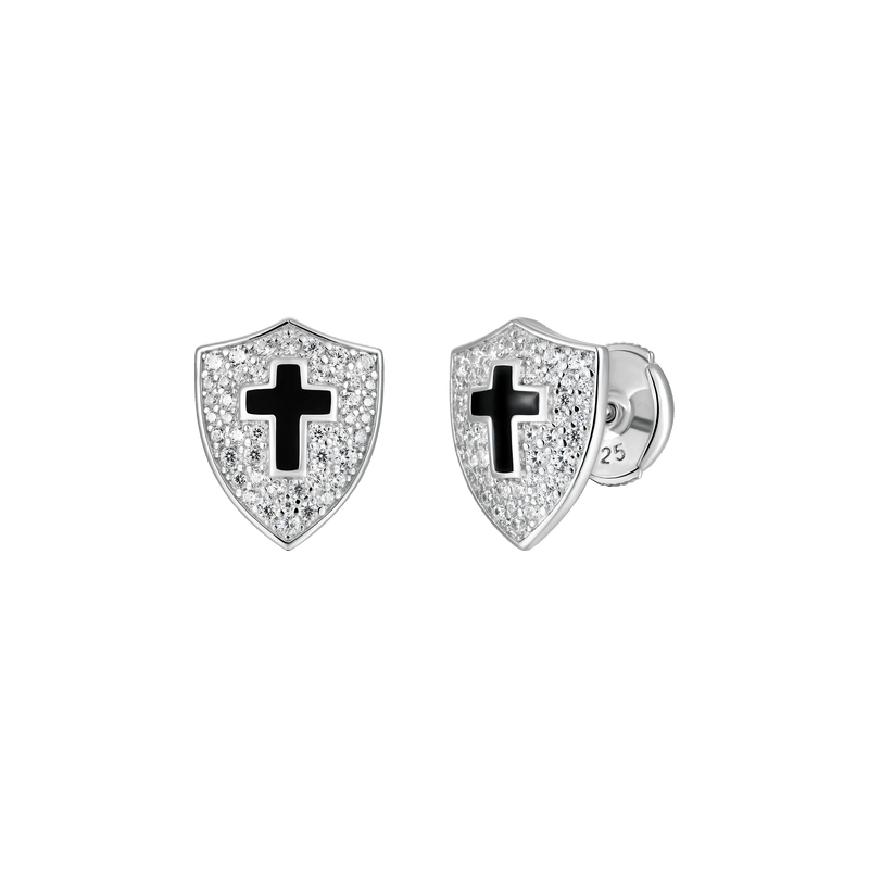 Knight Shield Stud Earring (sold in pairs) - APORRO