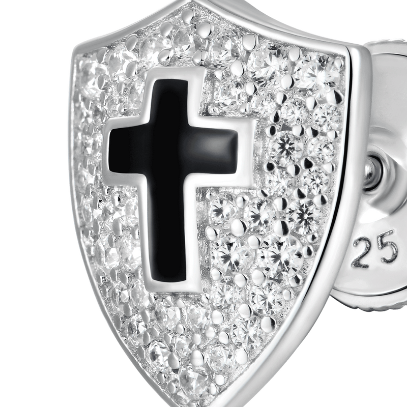 Knight Shield Stud Earring (sold in pairs) - APORRO