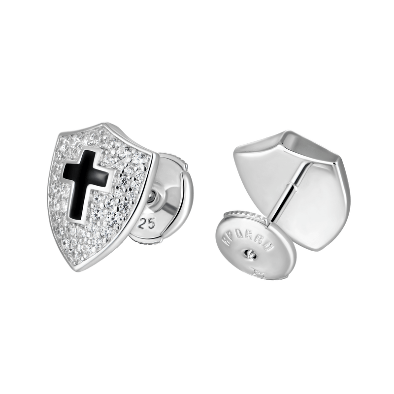 Knight Shield Stud Earring (sold in pairs) - APORRO