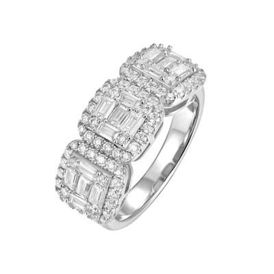 Moissanite Tri-Halo Ring - 9.5mm