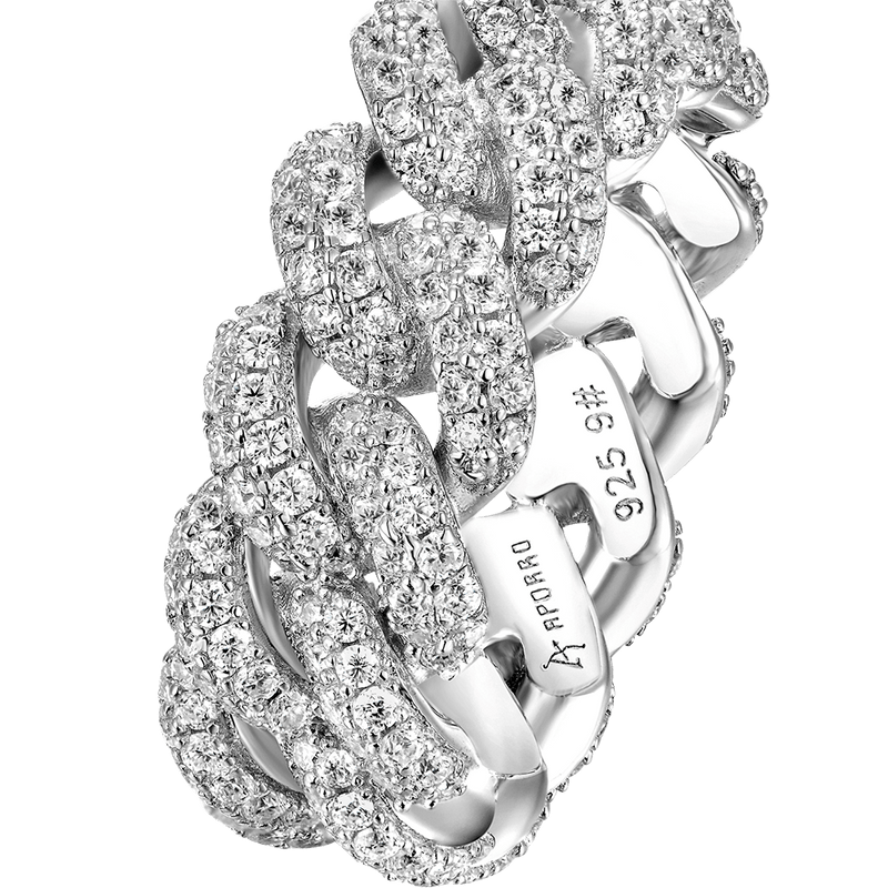 Double Row Iced Cuban Link Ring - 9mm - APORRO
