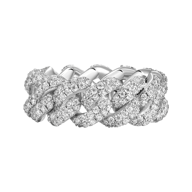 Double Row Iced Cuban Link Ring - 9mm - APORRO