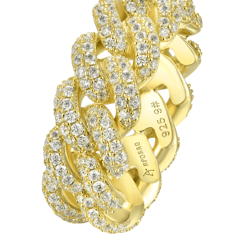 Double Row Iced Cuban Link Ring - 9mm - APORRO