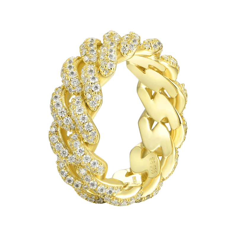 Double Row Iced Cuban Link Ring - 9mm - APORRO