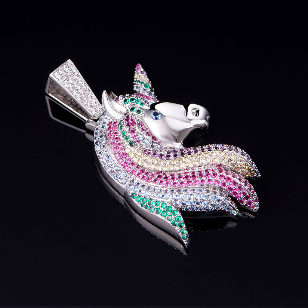 Iced Out Multi-color Lucky Unicorn Pendant - Hip Hop Jewelry – APORRO