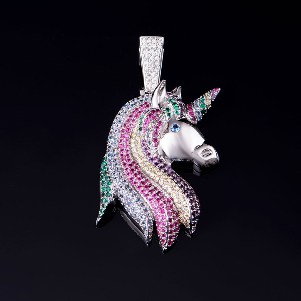 Iced Out Multi-color Lucky Unicorn Pendant - Hip Hop Jewelry – APORRO