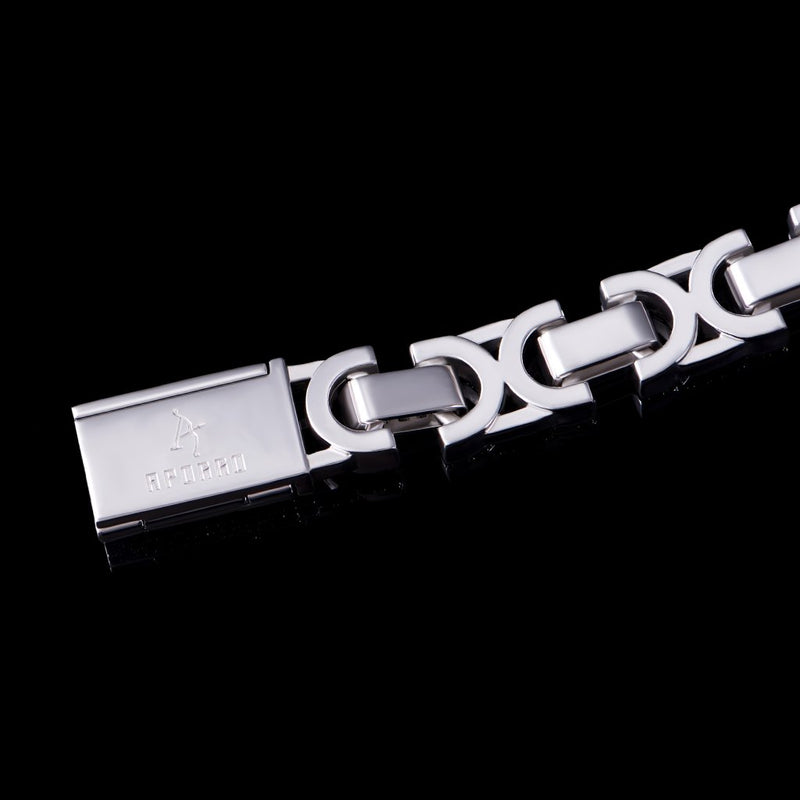 12mm White Gold Iced Box Clasp Byzantine Bracelet - APORRO