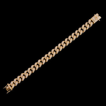 12mm 14K Gold Iced Cuban Bracelet