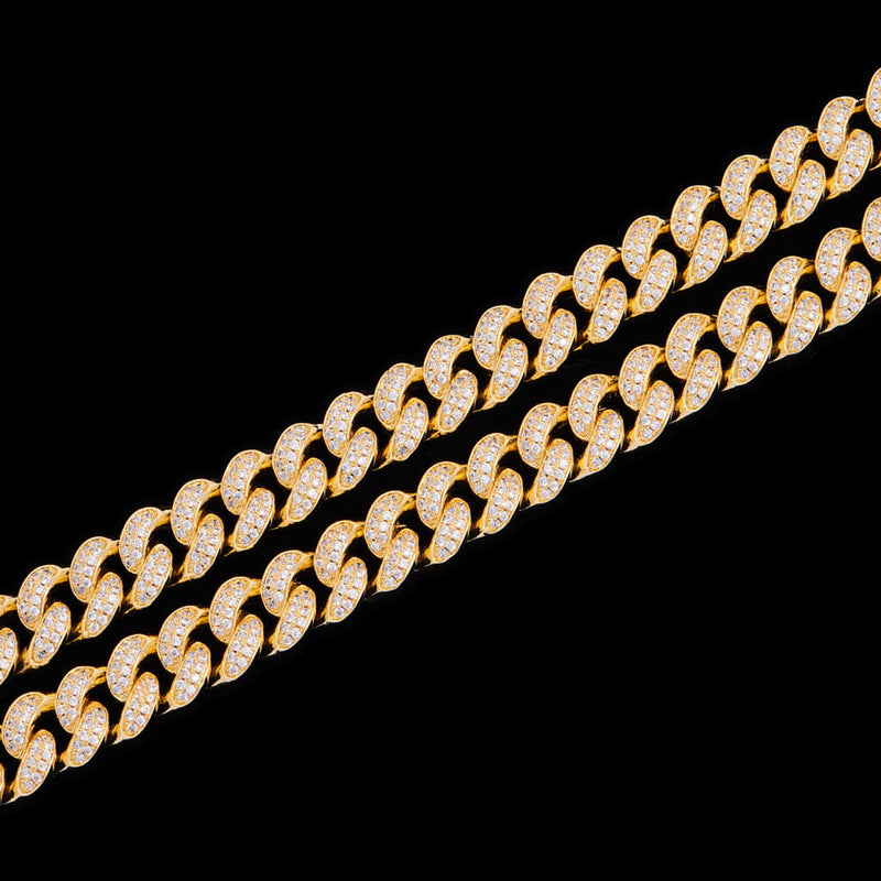 12mm 14K Gold Iced Out Cuban Link Choker Chain - Streetwear - APORRO