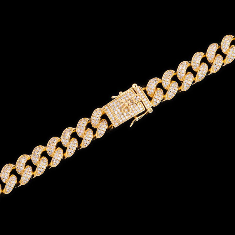 12mm 14K Gold Iced Out Cuban Link Choker Chain - Streetwear - APORRO