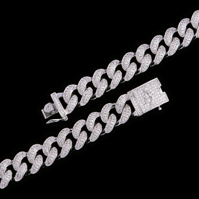 15mm White Gold Iced Out Cuban Link Chain - Classic Hip Hop Jewelry - APORRO