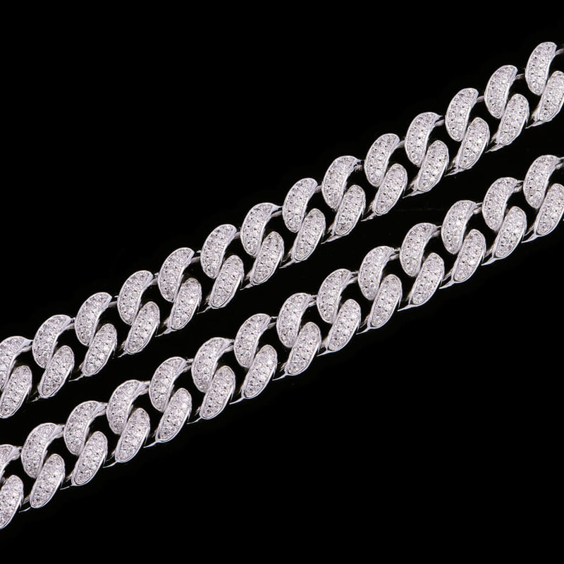 15mm White Gold Iced Out Cuban Link Chain - Classic Hip Hop Jewelry - APORRO