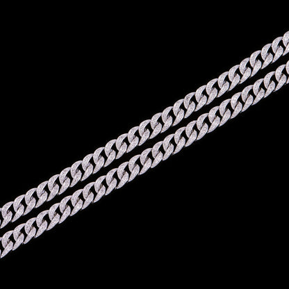 16" White Gold Iced Cuban Chain - 8mm