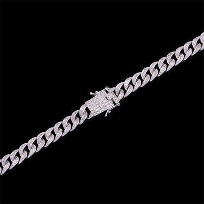 16" White Gold Iced Cuban Chain - 8mm