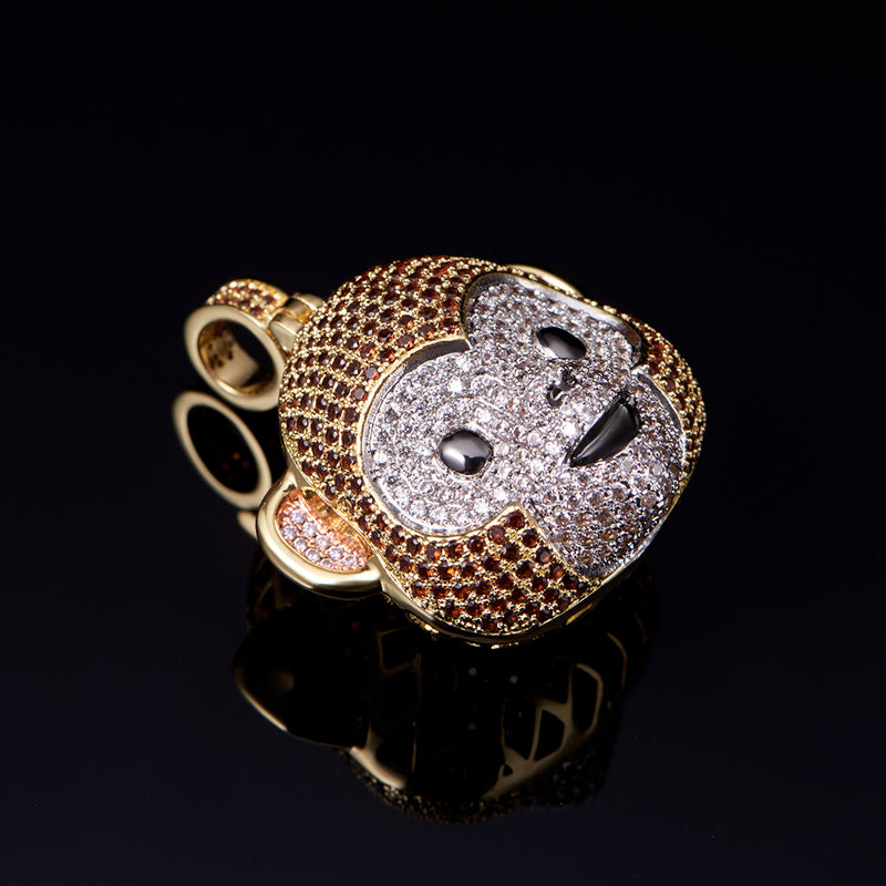 14K Gold Monkey Face Emoji Jewelry, iPhone X Emoji Necklace, Men's Pendants - Aporro Brand - APORRO